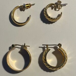 FOUR Mismatched Vintage Gold Hoop Studs 80s/90s